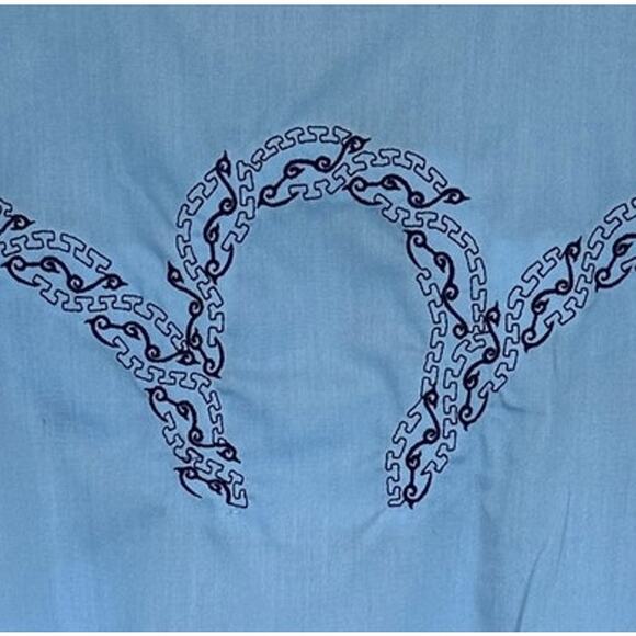 Monsher Western Shirt Blue Size 44 XXL Embroidered Vaqueros Cowboy RARE NEW - Picture 7 of 7